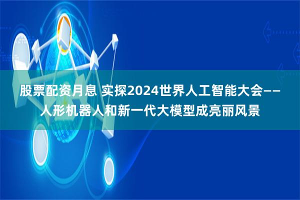 股票配资月息 实探2024世界人工智能大会——人形机器人和新一代大模型成亮丽风景